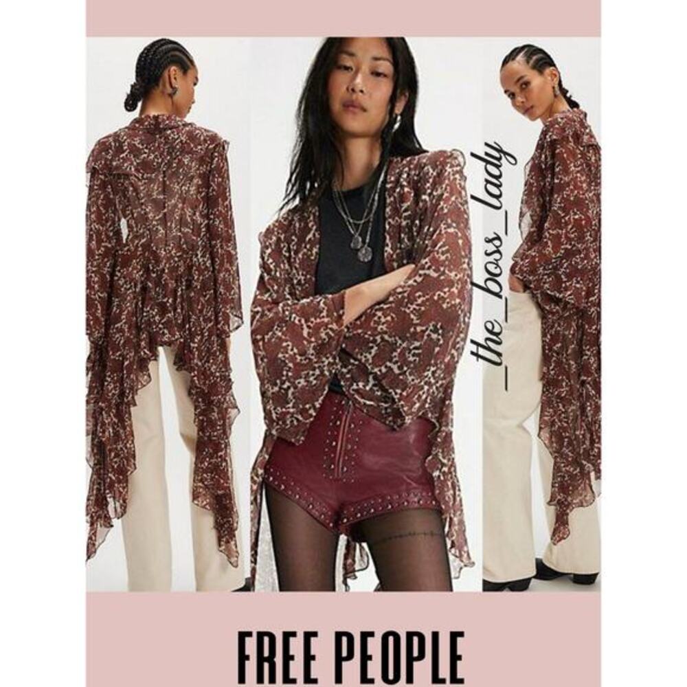 Free People duster high low ruffled all tous one-piece asymmetrical kaftan